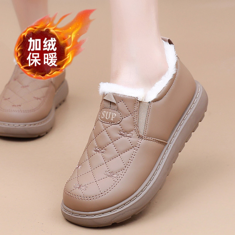 冬季新款老北京布鞋女棉鞋加绒加厚保暖防水皮面防滑妈妈鞋女厚底,淘宝优惠券,粉丝福利购,淘宝优惠卷