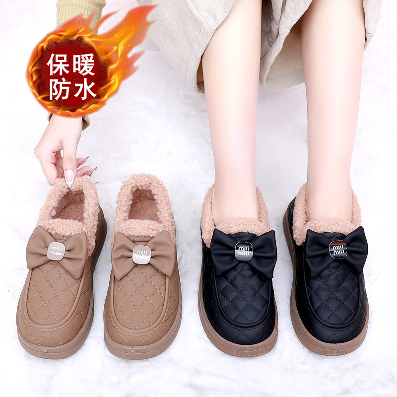 秋冬女士棉鞋老北京布鞋女加绒加厚保暖防水一脚蹬蝴蝶结妈妈棉鞋,淘宝优惠券,粉丝福利购,淘宝优惠卷