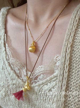 金店同款拉丝点钻黄金吊坠