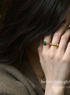 人间富贵花*中古vintage戒指复古金色指环食指轻奢高级感新款叠戴