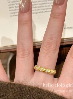 金色系蕾丝红宝石戒指女新中式款秋冬季轻奢高级感气质指环配饰