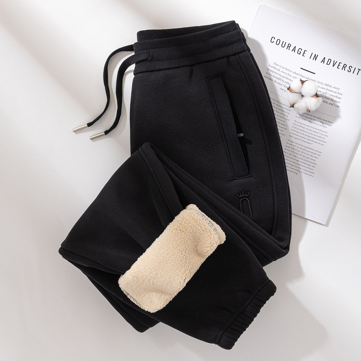 超厚保暖羊羔绒卫裤女加绒加厚冬季2025新款秋冬浅灰色外穿女裤子,淘宝优惠券,粉丝福利购,淘宝优惠卷