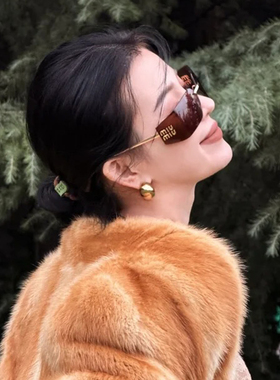 复古茶色无框墨镜女款高级感