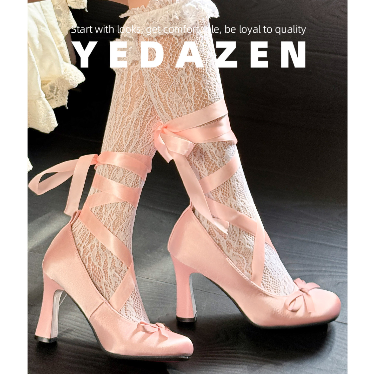 绑带玛丽珍芭蕾单鞋女外穿绝美大码粉色蝴蝶结高跟鞋粗跟2025新款,淘宝优惠券,粉丝福利购,淘宝优惠卷