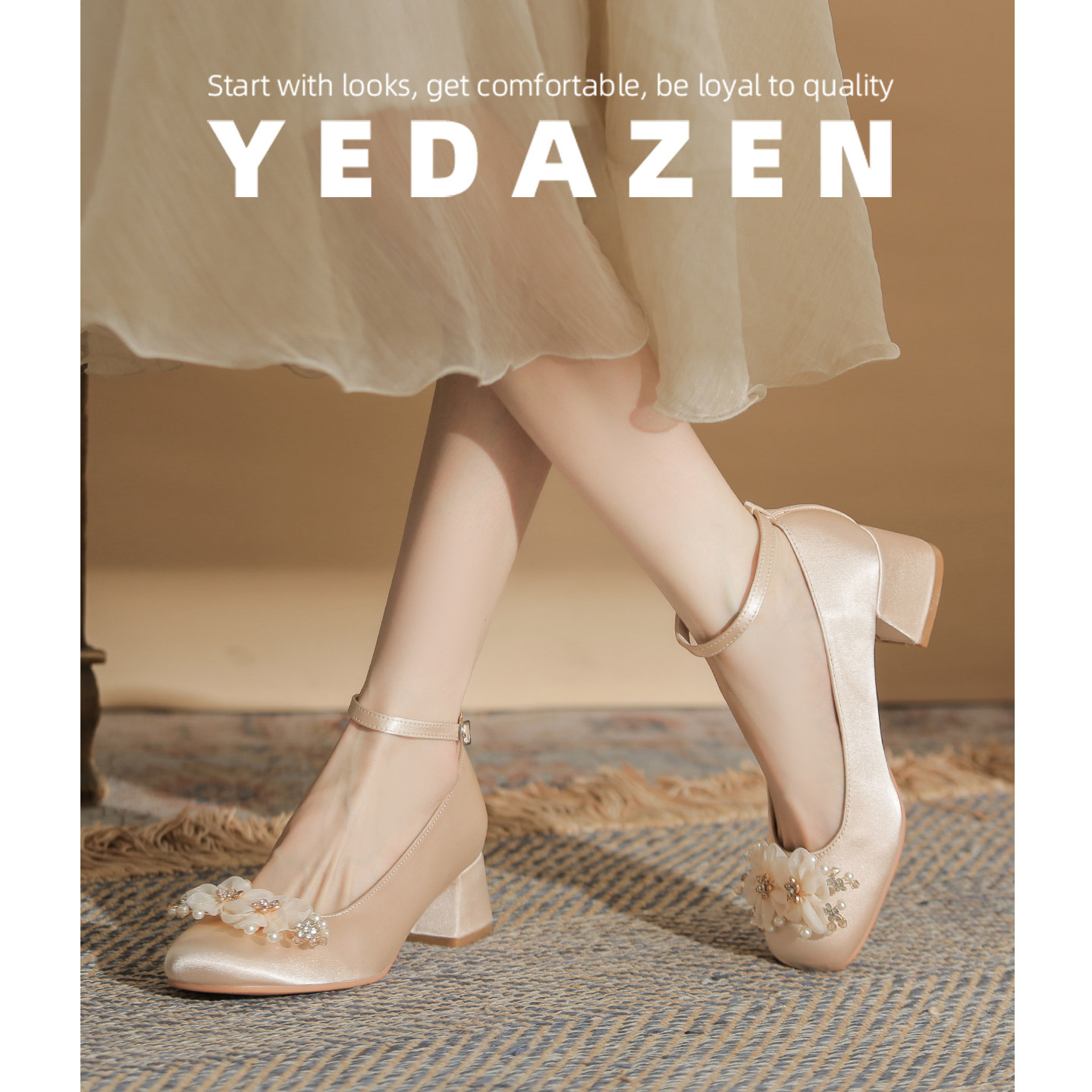 法式玛丽珍高跟鞋粗跟酒红色花朵秀禾婚鞋女2025新款新娘鞋不累脚,淘宝优惠券,粉丝福利购,淘宝优惠卷