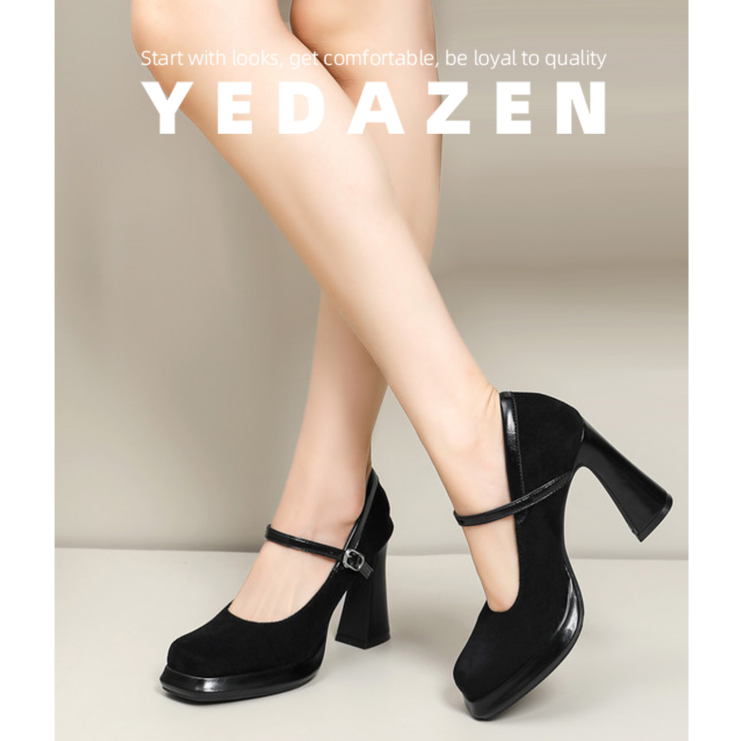 防水台黑色粗跟高跟鞋女气质高级不累脚2026新款一字带玛丽珍单鞋,淘宝优惠券,粉丝福利购,淘宝优惠卷