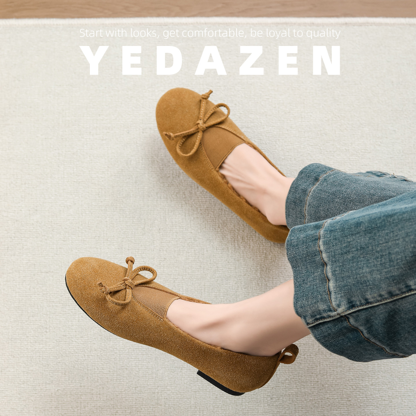 一脚蹬咖色法式毛毛鞋女外穿冬加绒高级感平底棉单鞋蝴蝶结豆豆鞋,淘宝优惠券,粉丝福利购,淘宝优惠卷