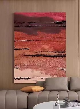 大芬村手绘油画红色立体肌理画客