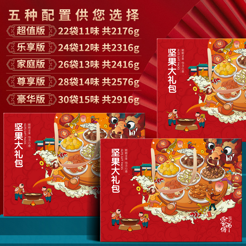 坚果年货礼盒装高档大礼包套餐送长辈公司采购过年送礼礼盒！（【过年送礼盒装高档大礼包，送长辈公司采购过年送礼礼盒）-第2张图片-提都小院