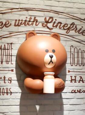 卡通玻璃钢布朗熊背景墙装饰品