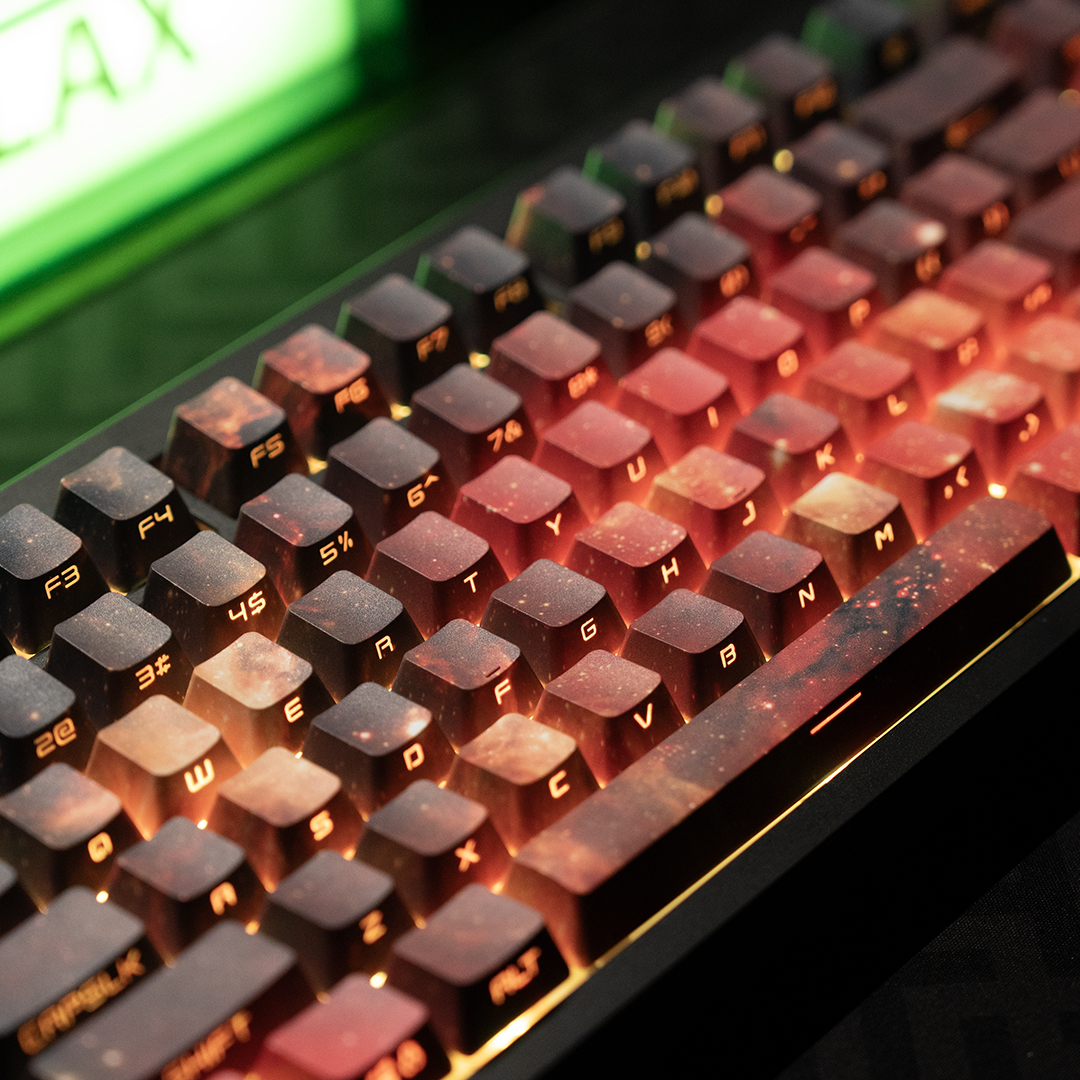 JKDK赤焰星云 原创设计侧刻透光PBT客制化68 75 84 机械键盘键帽 - 图2