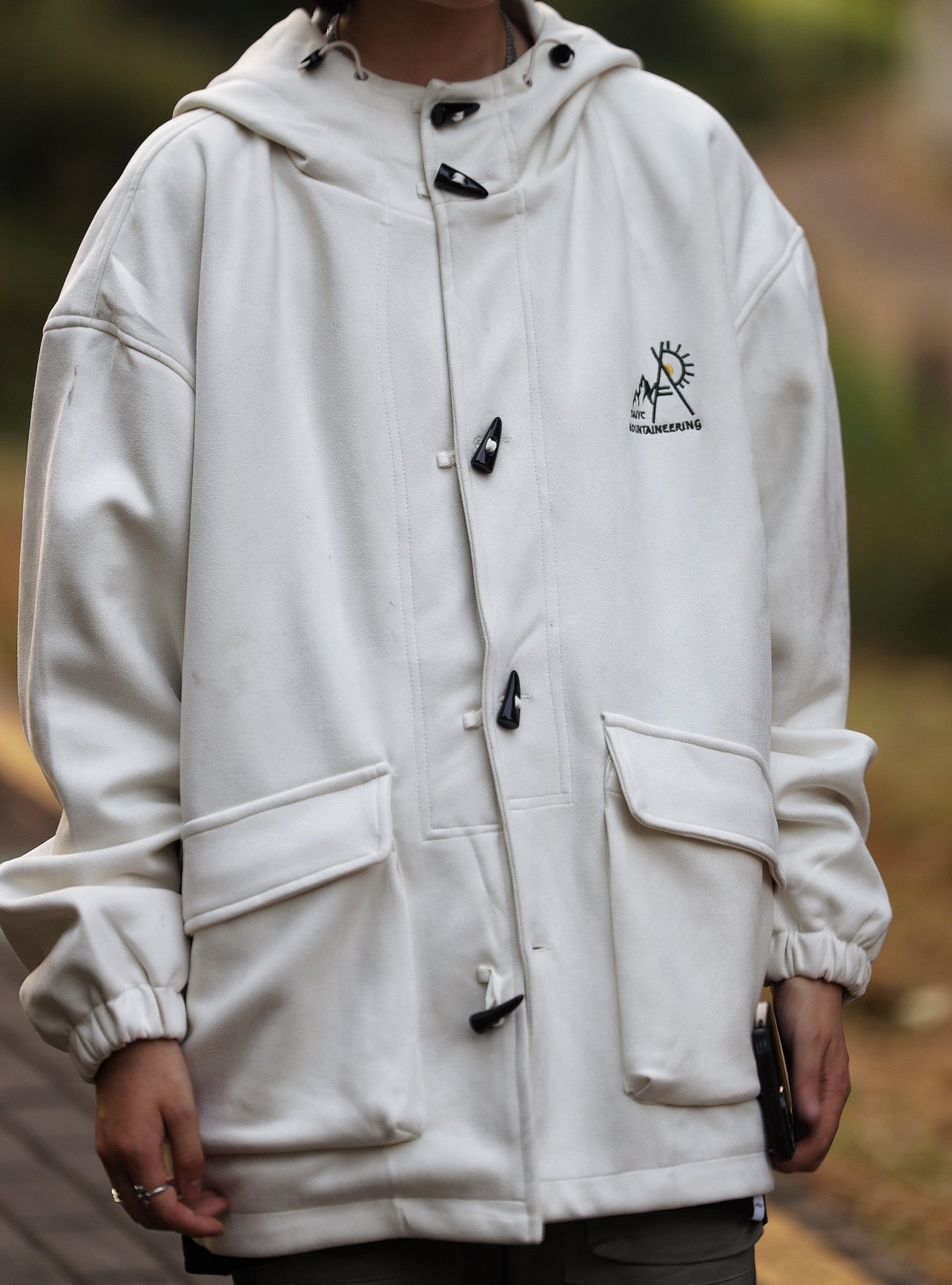 Nobodyknows 春秋日系简约麂皮牛角扣连帽夹克情侣休闲男卫衣外套,淘宝优惠券,粉丝福利购,淘宝优惠卷