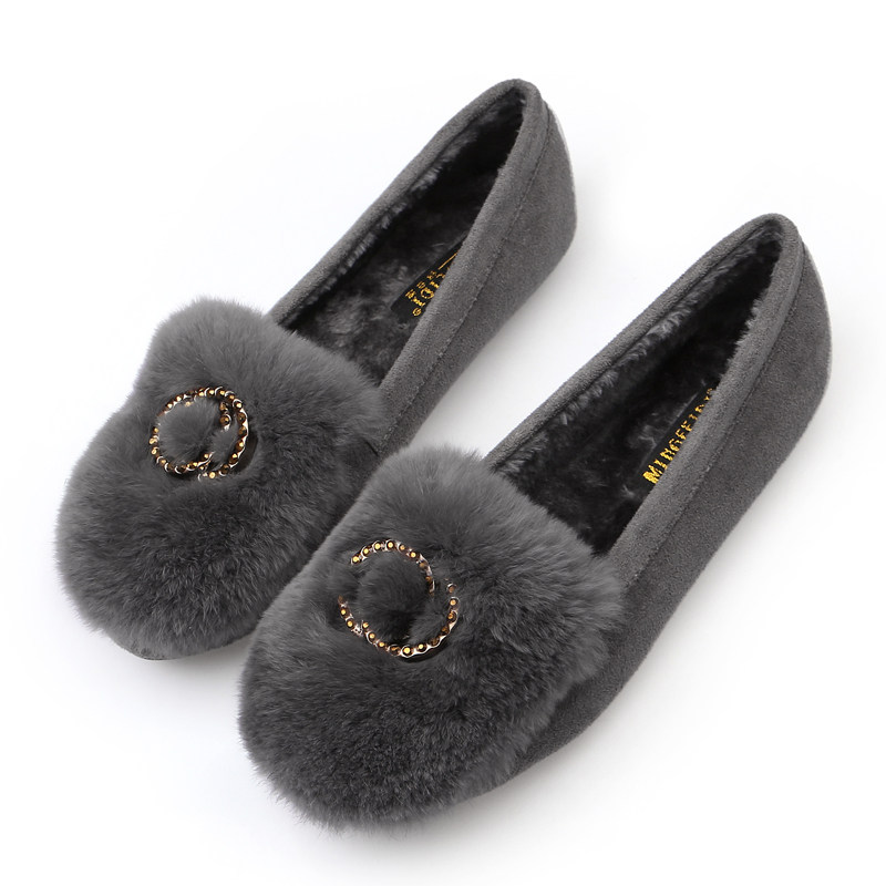 毛毛鞋女秋冬外穿一脚蹬棉瓢加绒保暖豆豆鞋女大码女鞋41-43宽肥,淘宝优惠券,粉丝福利购,淘宝优惠卷