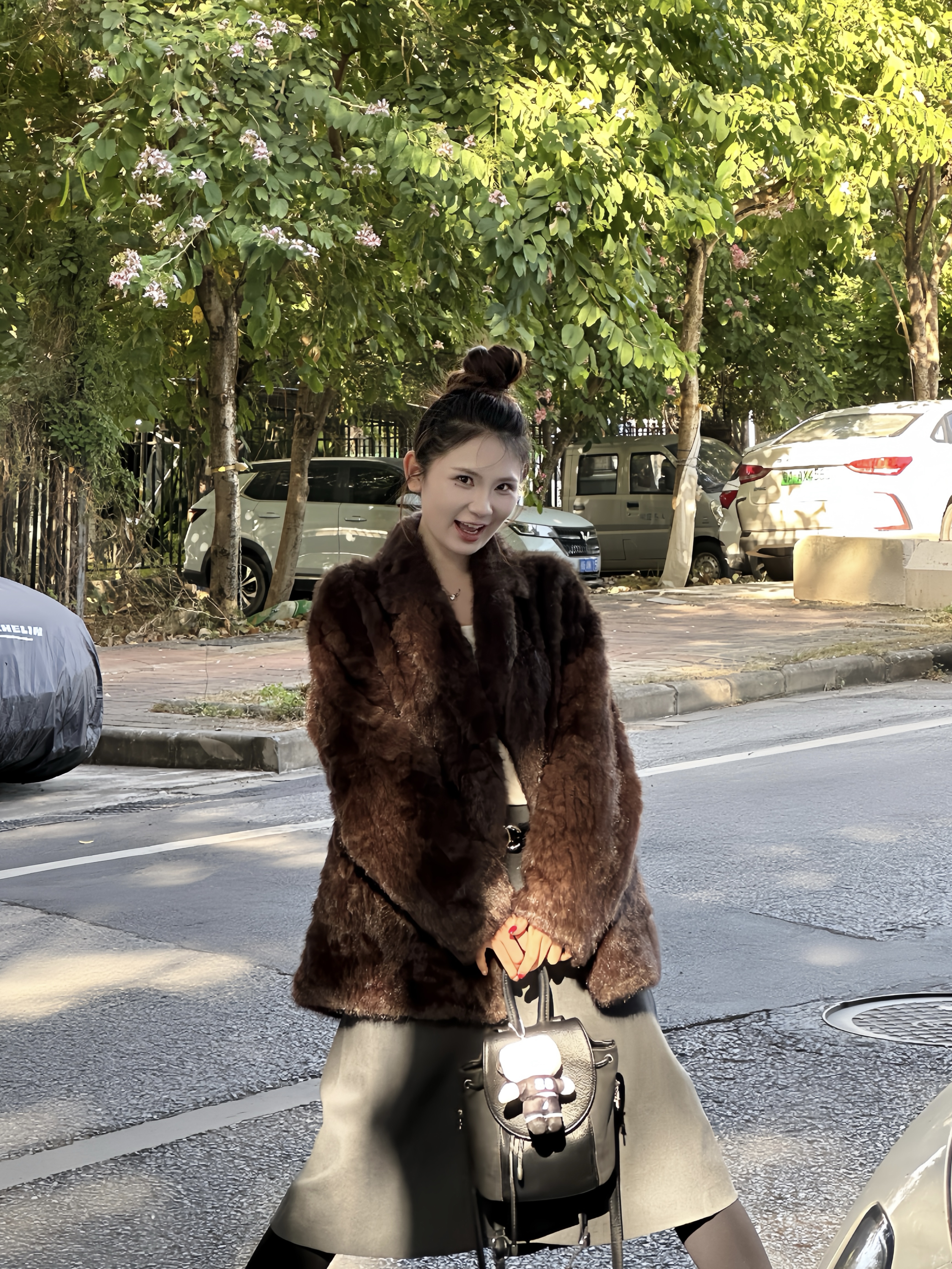 3KU夫妇冬季新款西服领仿水貂绒皮毛一体保暖外套女皮草毛毛上衣 - 图2