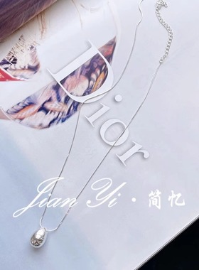 高级感小众设计水滴吊坠925银饰简约锁骨链女2024新款百搭时尚