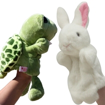 Animal Toy Tortoise Rabbit Racing Hand Puppet Stories Plush Appeasement Dolls Children Perform Play Young Children Early To Teach Little White Rabbit