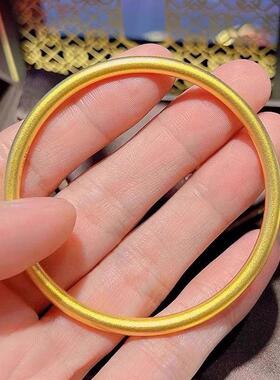 结婚18K金古法素圈手镯