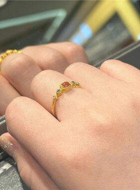 古法18K金花丝雀戒指宫廷风