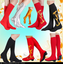 Special price 61 childrens male and female performance shoes cover Mongolian Tibetan boots Square Dance Soldiers Dance Shoes Socks sleeve Red Black