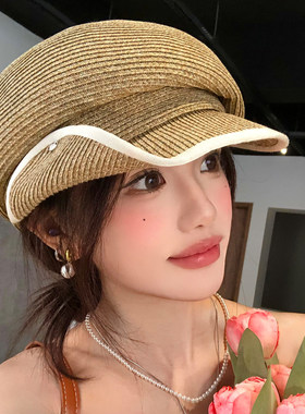 2026新款草编贝雷帽女春