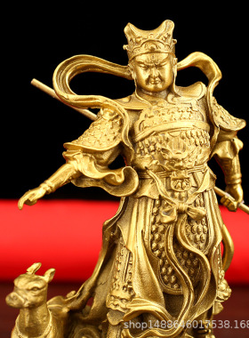 纯铜二郎神摆件 二郎显圣真君杨戬 家居玄关工艺礼品