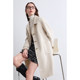 Betu Baitu mid-length coat with lapel and large pockets solid color warm mid-length woolen coat