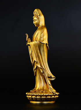 纯铜南海观音保平安供奉装饰摆件
