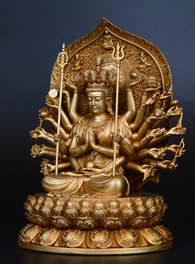 纯铜保平安菩萨佛堂摆件