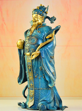 60厘米高纯铜财神爷家居玄关佛堂供奉公司前台佛龛财神工艺品摆件