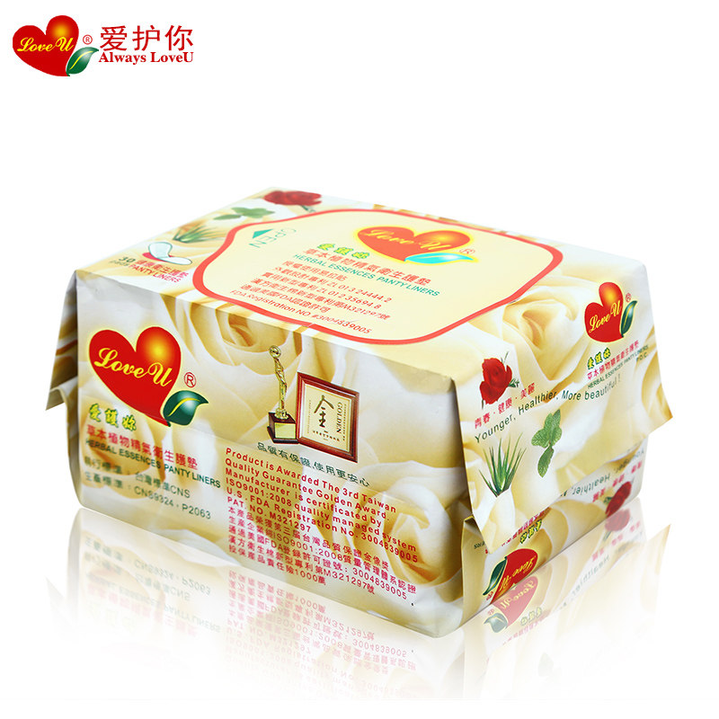 爱护你玫瑰汉方台湾棉柔透气卫生巾 loveu护垫