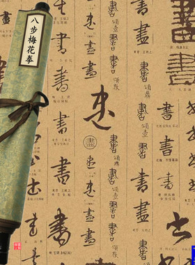 梅花八步拳谱招式图装饰挂画图