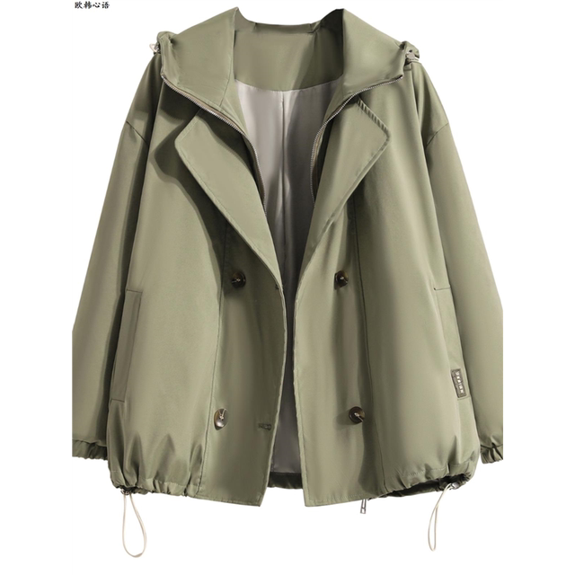 High-end black hooded shoulder jacket for women 2025 early spring large size fat mm workwear style short jacket