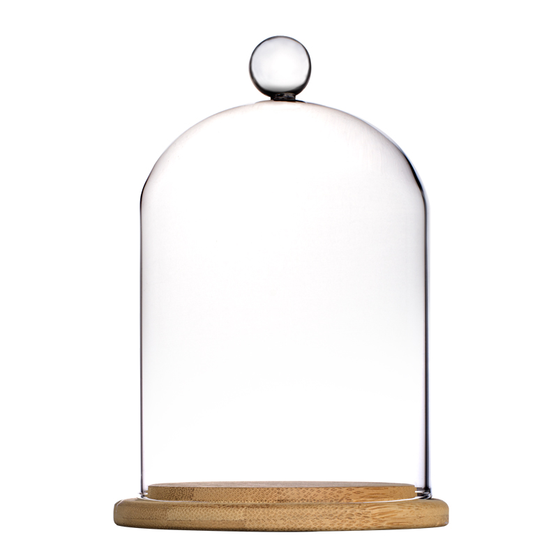 [非非]玻璃保鲜罩盖蛋糕罩陶瓷底座甜品罩套装装饰玻璃罩永生花 - 图3