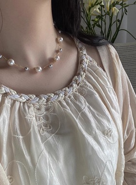 Cetaceans鲸目珍珠项链2024新款爆款双层满天星小众银灰白锁骨链