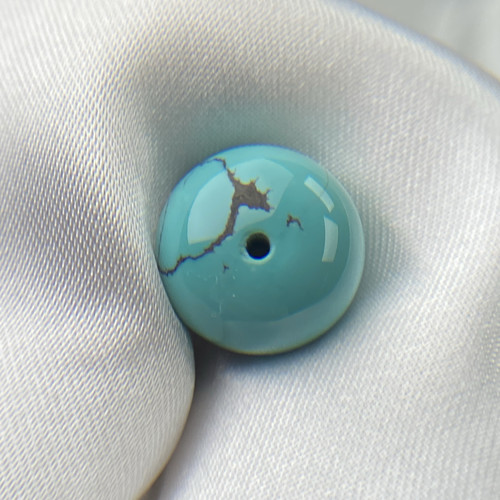 绿松石散珠湖北天然原矿瓷釉级绿松石老型墩子13.5mm重3.4g - 图1