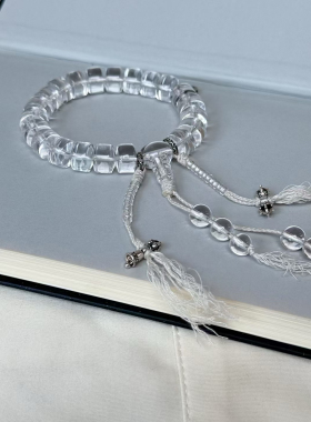 天然白水晶手持念珠藏式车轮珠药片21颗手串明星网红同款