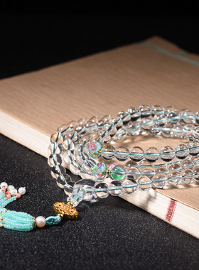 男女天然水晶原创纯净体108手链