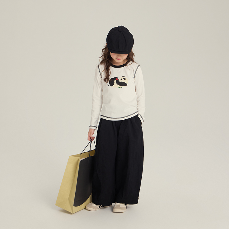 女童韩版卡通秋装上衣儿童长袖纯棉打底衫中大童休闲撞色修身T恤 - 图2