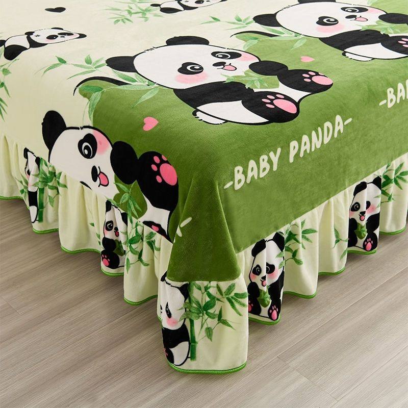 冬季床裙款牛奶绒床单单件加绒加厚保暖床套双人花边床罩不掉毛,淘宝优惠券,粉丝福利购,淘宝优惠卷