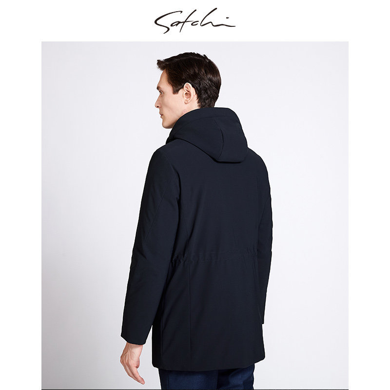 SATCHI沙驰男装男士羽绒服冬季新款高端商务中长款鸭绒外套男