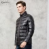 Satchi / Shachi Men Casual Business Sheep Sheep Down Jacket White Goose Down Men Thời trang đứng Cổ áo Da - Quần áo lông thú