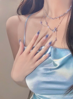 XY一眼就沦陷纯欲蝴蝶项链微镶锆石水滴颈链轻奢小众设计感锁骨链