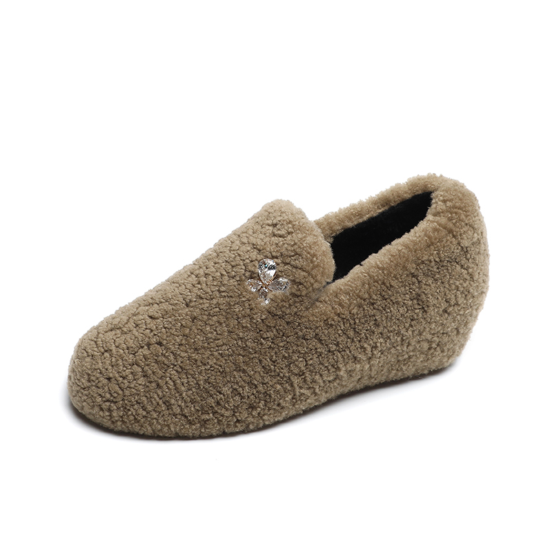 内增高毛毛鞋女冬外穿2025年新款一脚蹬软底舒适保暖豆豆鞋加绒 - 图3