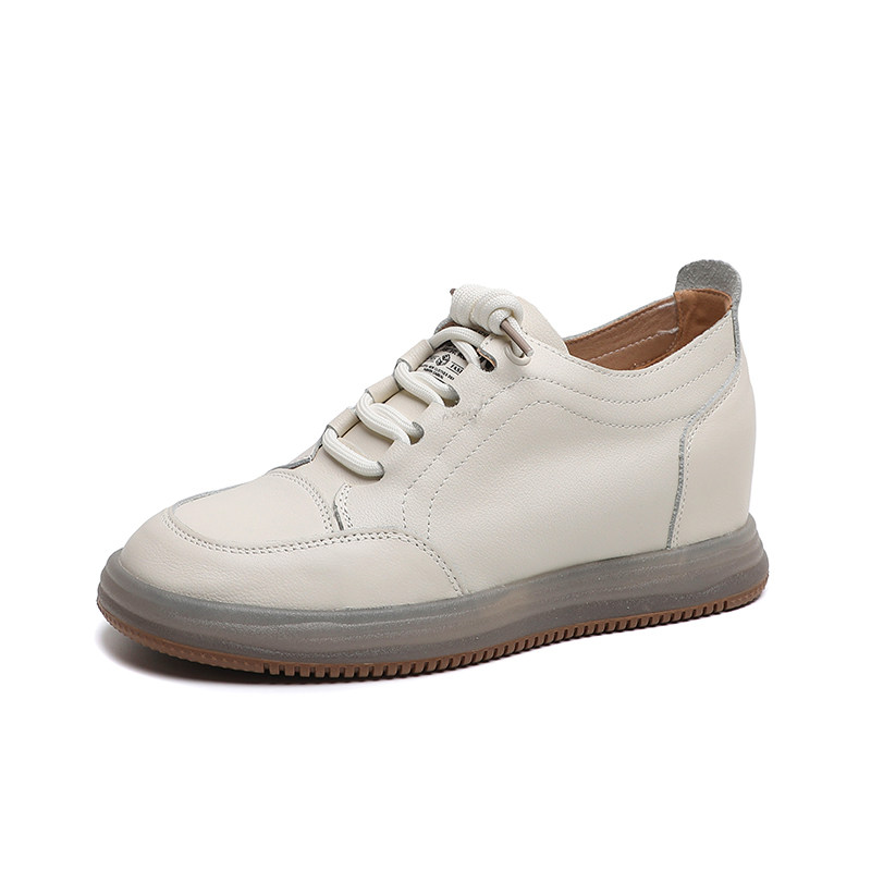 内增高女鞋2025春季新款系带软皮软底休闲单鞋真皮舒适坡跟小白鞋,淘宝优惠券,粉丝福利购,淘宝优惠卷