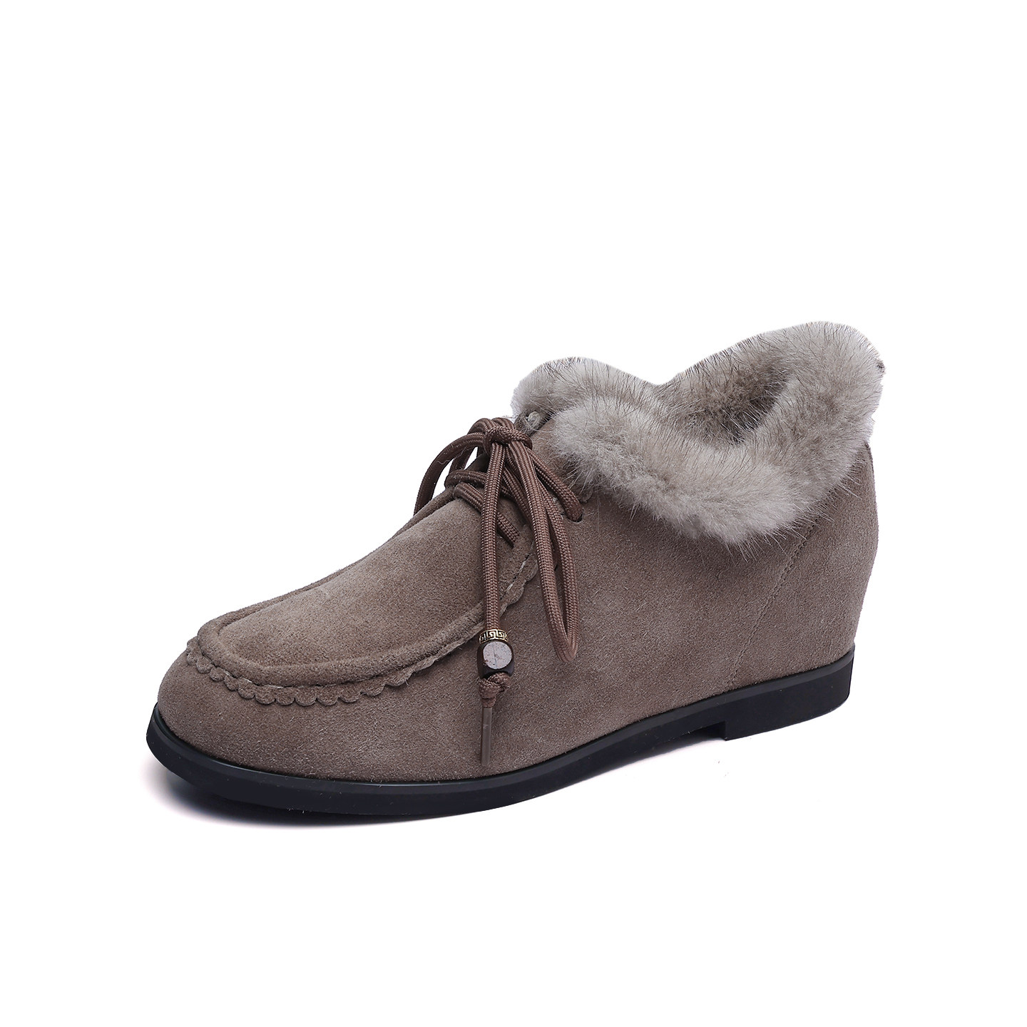 真皮毛毛鞋女冬外穿2025新款水貂毛系带软底保暖棉鞋子加绒豆豆鞋,淘宝优惠券,粉丝福利购,淘宝优惠卷