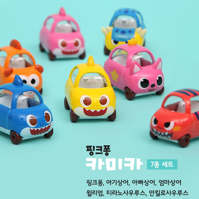 韩国碰碰狐pinkfong鲨鱼家族恐龙卡通儿童宝宝惯性小车滑行车玩具-图0