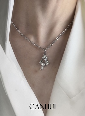 男女不规则熔岩吊坠项链可调节