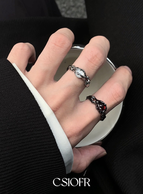 CS1OFR月光肌理戒指男女小众设计感时尚个性食指戒指环