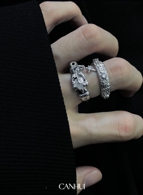 男女小众设计白月光戒指开口