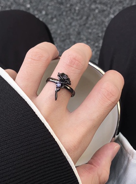 暗黑风紫月光戒指男女小众设计